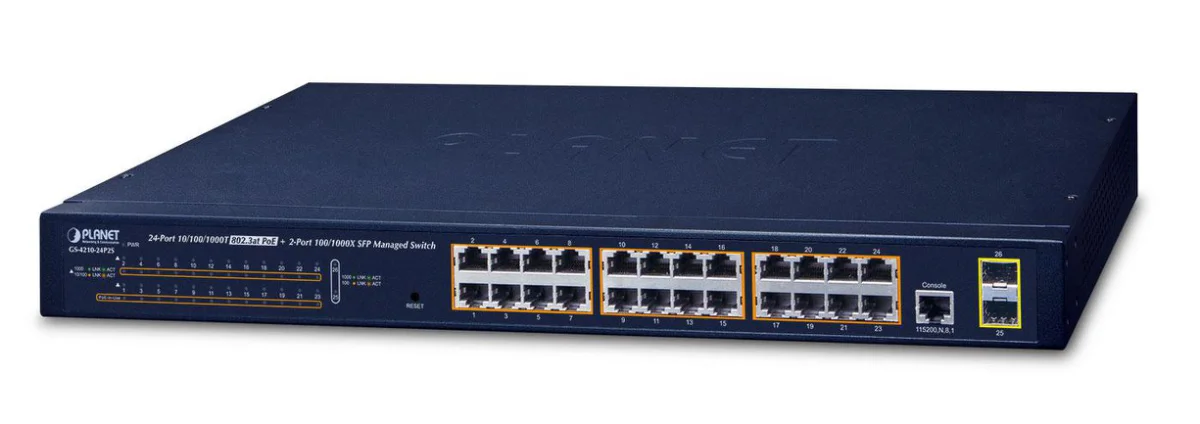 PLANET GS-4210-24P2S Switch 24-porte Gigabit Ethernet PoE+