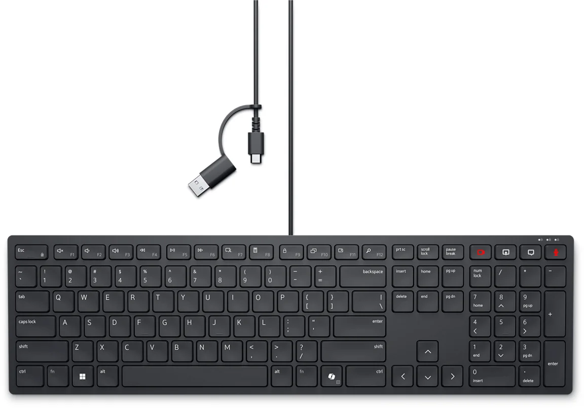 Dell Wired Collaboration Keyboard KB525C Tastatur Pressestempel Kablet US International