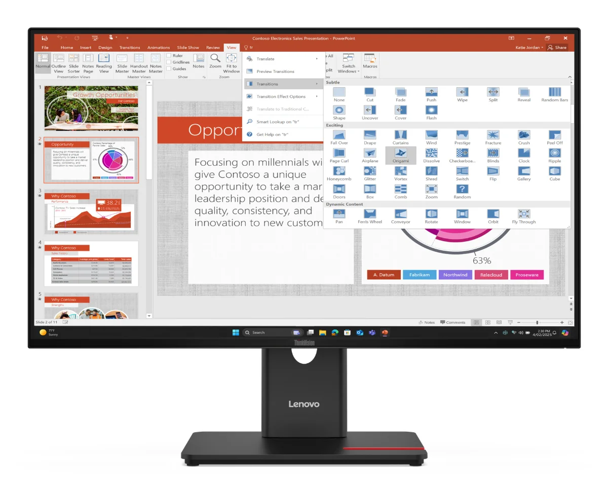 Lenovo ThinkVision T27-40 27 IPS 1920 x 1080 (Full HD) VGA (HD-15) HDMI DisplayPort 120Hz