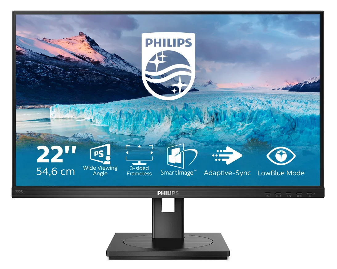 Philips S-line 222S1AE 22 1920 x 1080 (Full HD) DVI VGA (HD-15) HDMI DisplayPort 75Hz Pivot Skærm