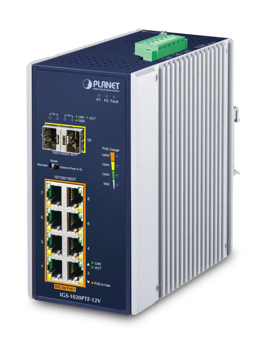 PLANET IP30 Ind 8-P 10/100/1000T 8-porte Gigabit Ethernet