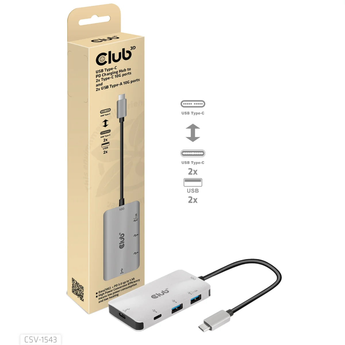 Club 3D CSV-1543 USB-C Hub 4 porte Grå