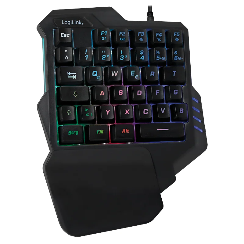 LogiLink Illuminated one-hand gaming Tastatur Regnbue Kablet