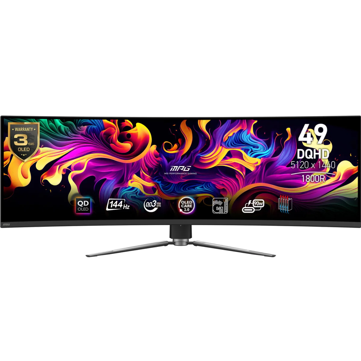 MSI MPG 491CQPDE QD-OLED computerskærm 124,5 cm (49) 5120 x 1440 pixel Dual QHD Sort