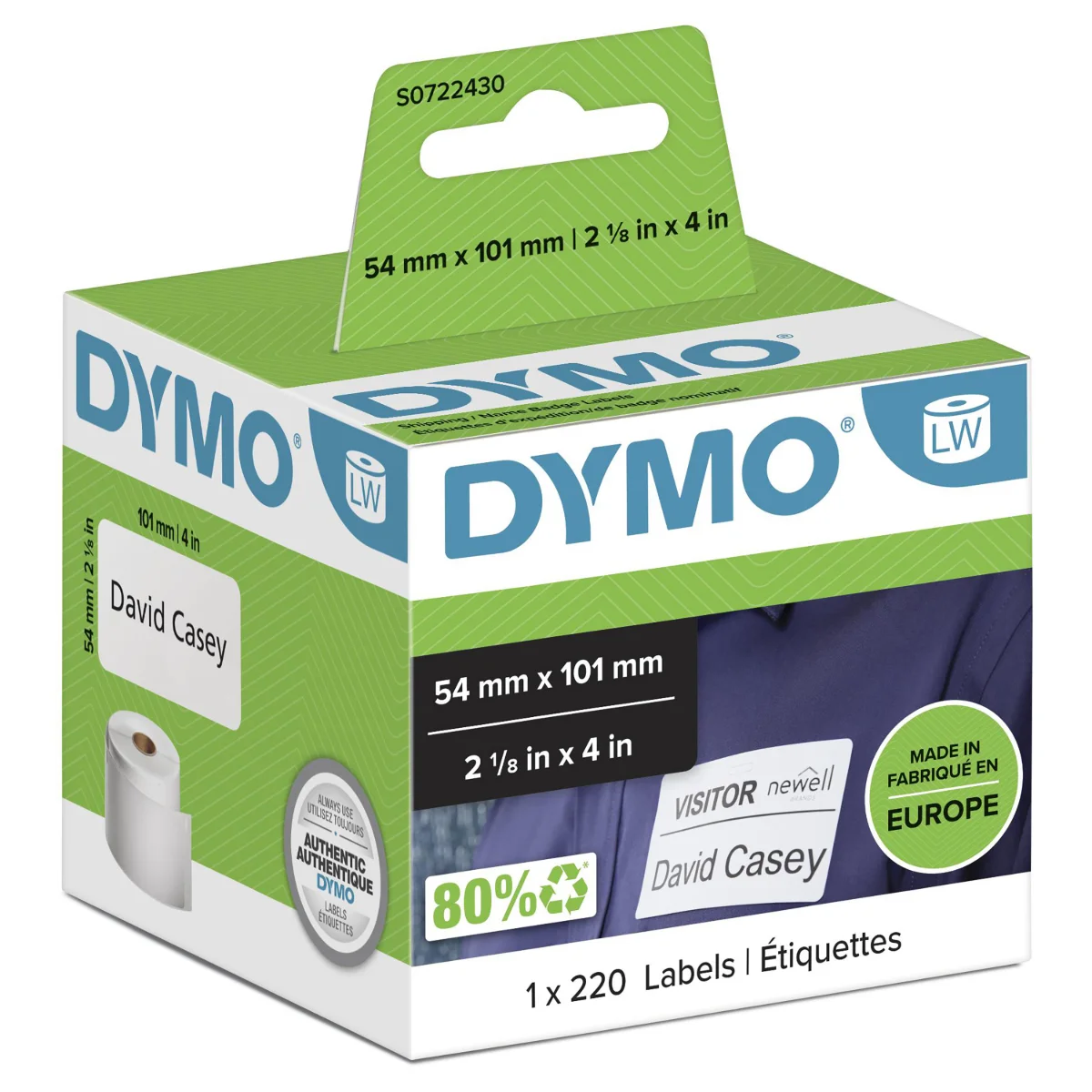 DYMO LabelWriter Shipping Forsendelses-/navneskiltmærkater 54 x 101 mm 220etikette(r) S0722430