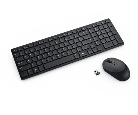 Dell Pro Compact Silent Keyboard and Mouse - KM555 Sæt med mus og tastatur Pressestempel Trådløs Tysk