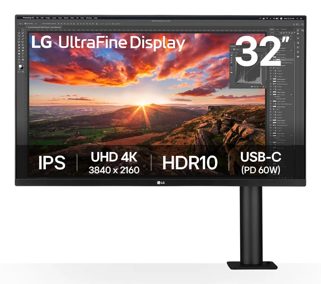 LG UltraFine Ergo 32UN880K-B 32 IPS 3840 x 2160 (4K) HDMI DisplayPort USB-C 60Hz Dockingskærm