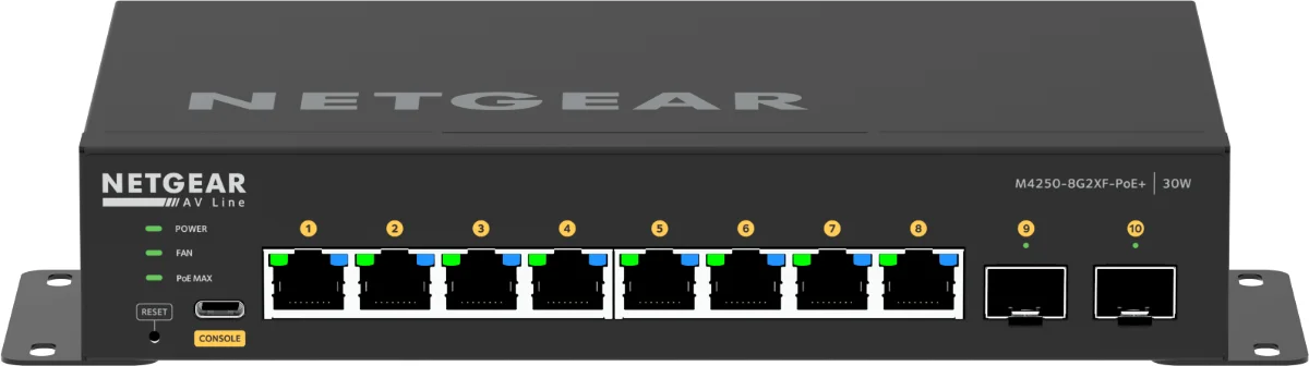 NETGEAR AV Line M4250-8G2XF- Switch 10-porte 10 Gigabit PoE+