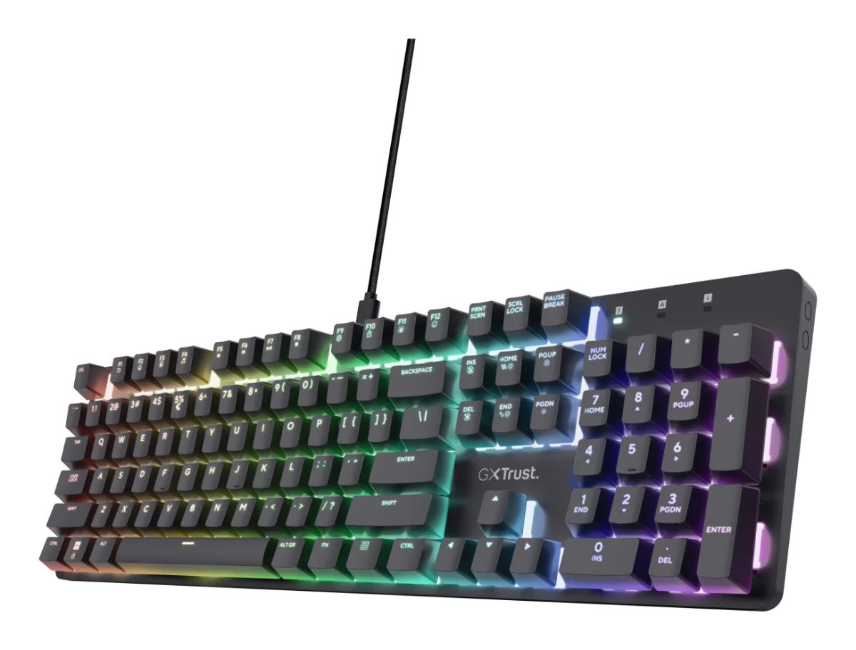 Trust GXT 871 Zora Tastatur Mekanisk RGB/16,8 millioner farver Kablet Tysk
