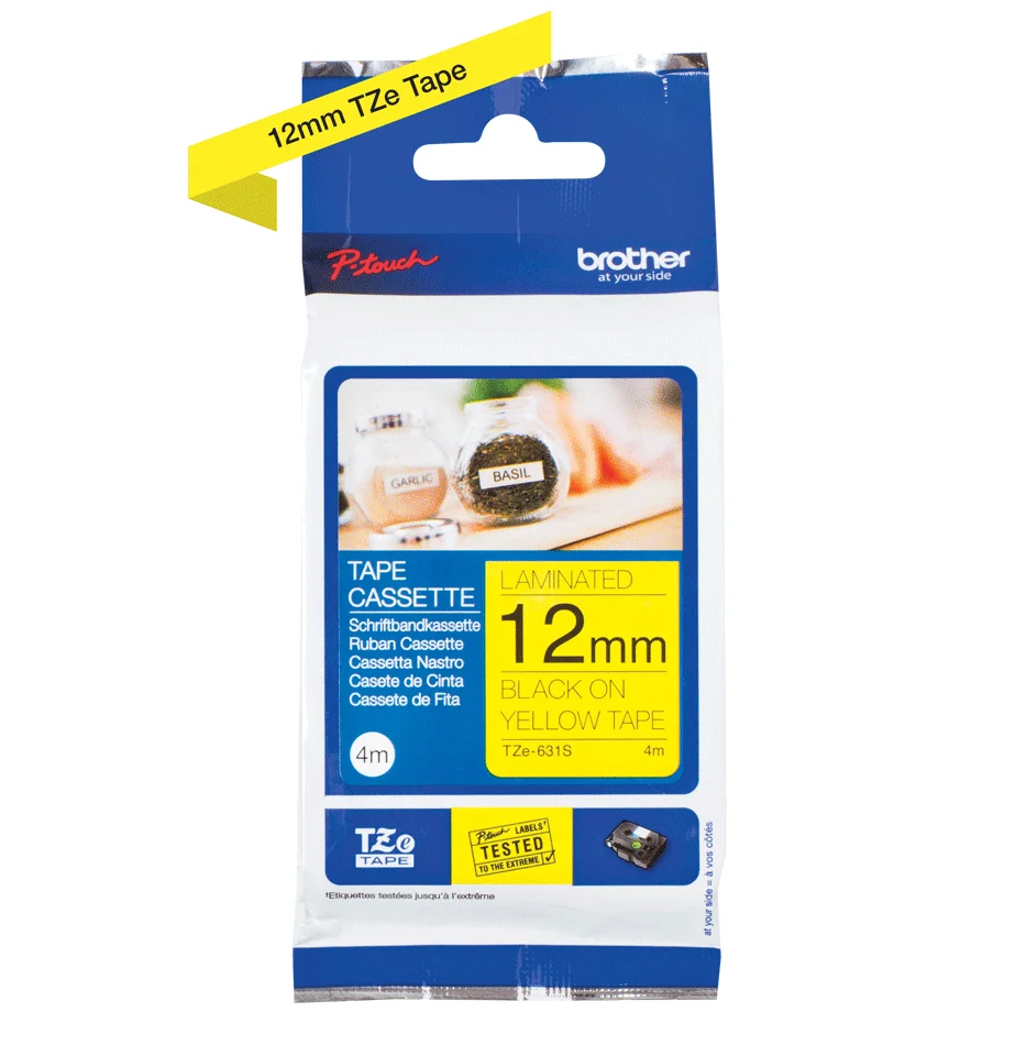 Brother TZe 631S Lamineret bånd (1,2 cm x 4 m) 1kassette(r)